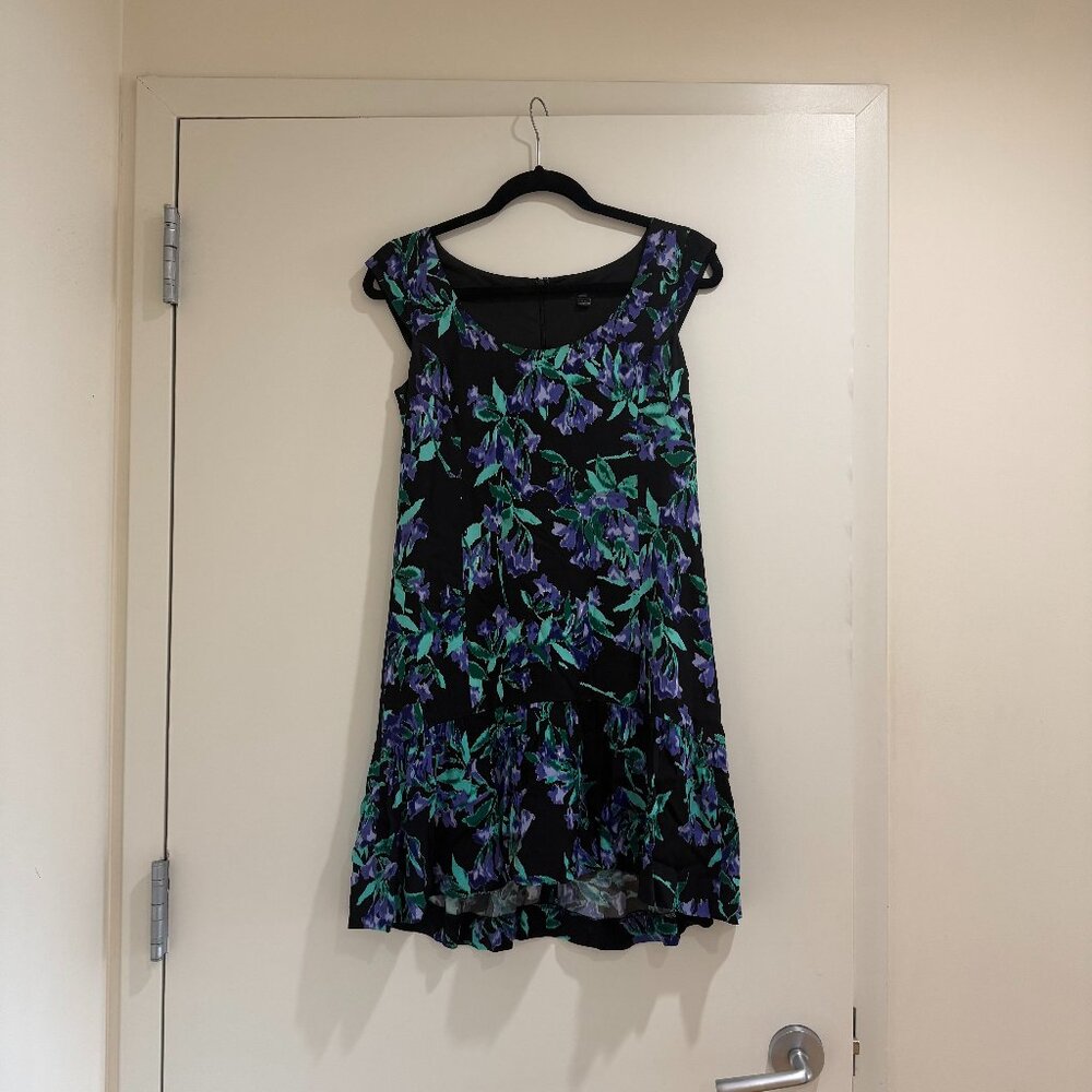 Ann Taylor Floral Dress with Cap Sleeves, Ruffle Details, High-Low Hem - Size 2P